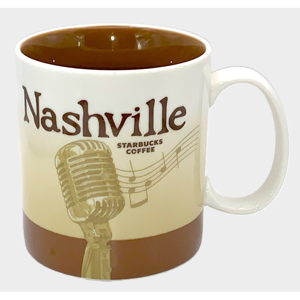Large 16 oz - 2011 Starbucks NASHVILLE Microphone Music Bar Coffee Cup, Exc NOS